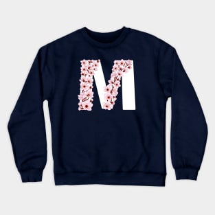 Colorful capital letter M patterned with sakura twig Crewneck Sweatshirt